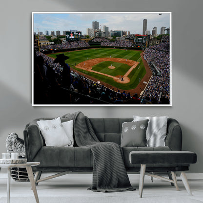 34859-MGV-CV-36X24-Wrigley Field Wall Art Canvas Print, Framed Chicago Cubs Stadium Art Picture Print, Wrigley Stadium Field Perfect Sport Room Decor