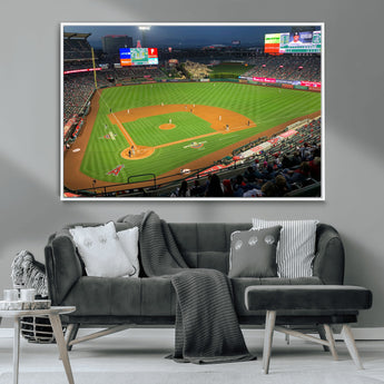 93707-MGV-CV-36X24-Los Angeles Stadium Wall Art Canvas Print, Framed Angel Stadium Field Art Picture Print, Anaheim Stadium Perfect Sports Room Decor