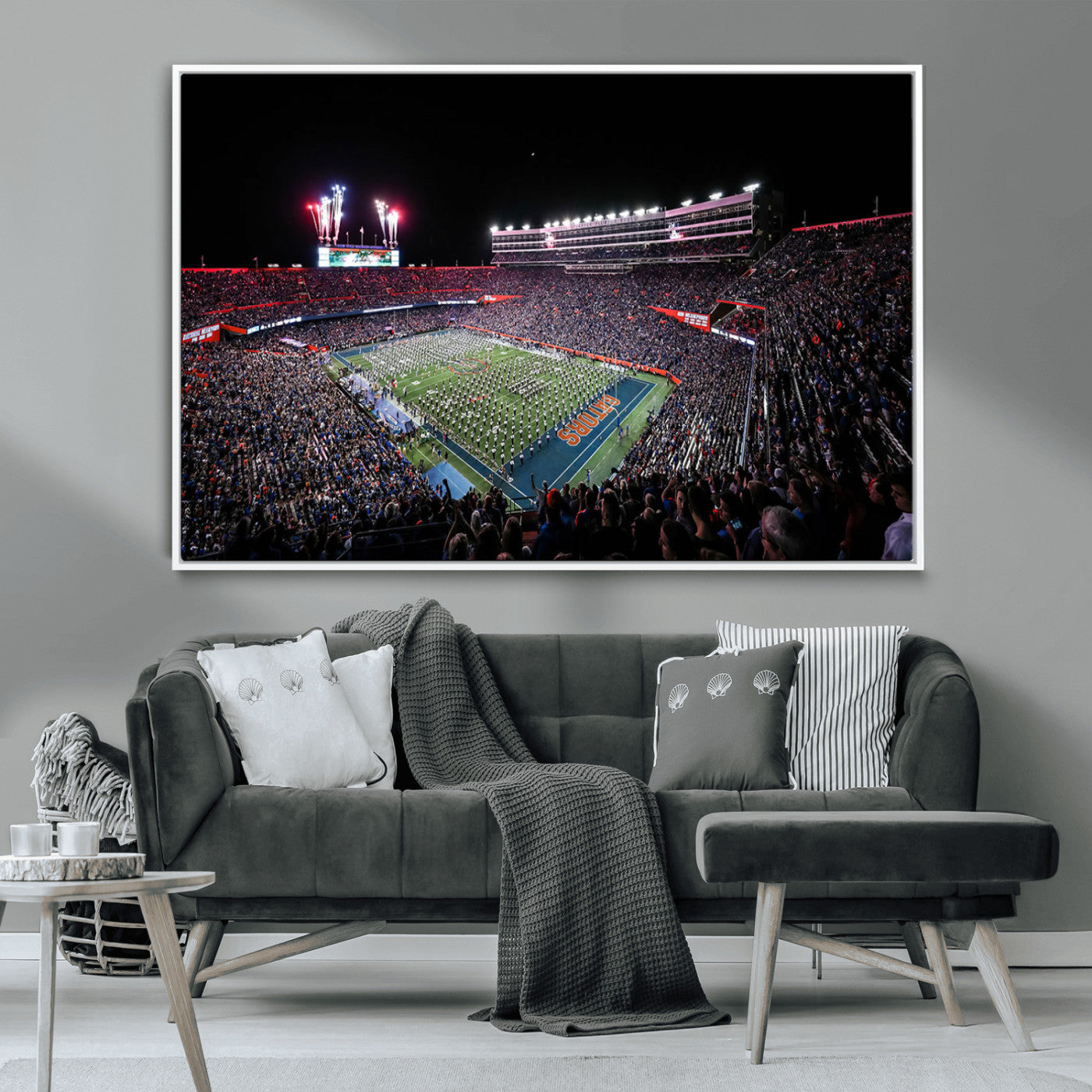 46899-MGV-CV-36X24-Ben Hill Griffin Stadium Wall Art Canvas Print, Framed Football Stadium Art Picture Print, Florida Football Stadium Perfect Sport