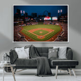 38612-MGV-CV-36X24-Busch Stadium Wall Art Canvas Print, Framed Missouri Stadium Art Picture Print, Busch Stadium Field Perfect Sports Room Decor