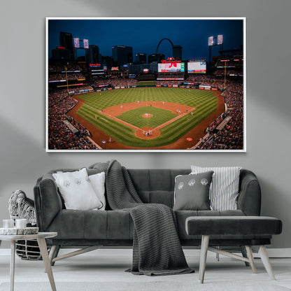 38612-MGV-CV-36X24-Busch Stadium Wall Art Canvas Print, Framed Missouri Stadium Art Picture Print, Busch Stadium Field Perfect Sports Room Decor