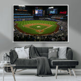 25148-MGV-CV-36X24-Baseball Stadium Wall Art – Canvas Print Night Game Packed Crowd Bright Lights Sports Photography, Dynamic Decor for Game Room,