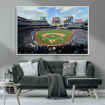 22910-MGV-CV-36X24-City Field Stadium Wall Art Canvas Print, Framed New York Stadium Art Picture Print, City Field Perfect Sport Room Decor Artwork