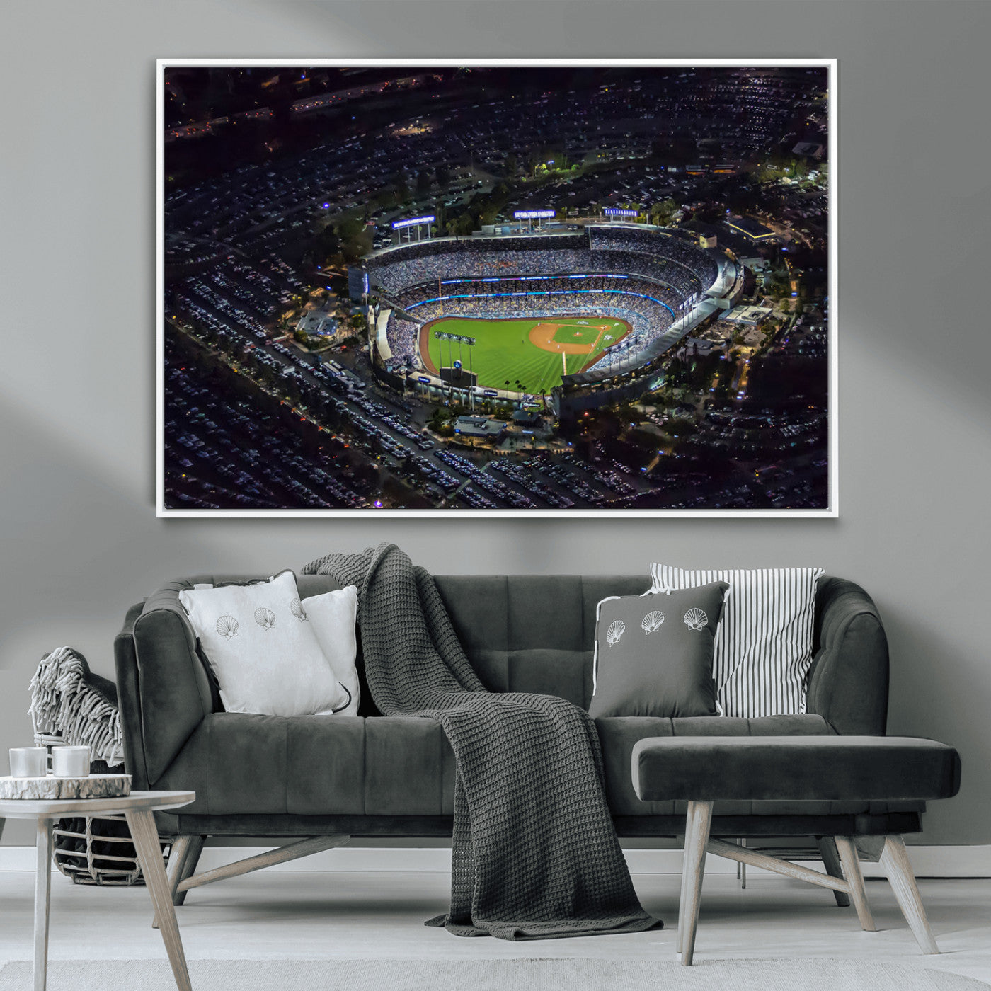 16515-MGV-CV-36X24-Dodgers Stadium Wall Art Canvas Print, Framed Baseball Stadium Art Picture Print, Dodgers Field Perfect Sport Room Decor Artwork