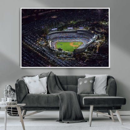 16515-MGV-CV-36X24-Dodgers Stadium Wall Art Canvas Print, Framed Baseball Stadium Art Picture Print, Dodgers Field Perfect Sport Room Decor Artwork
