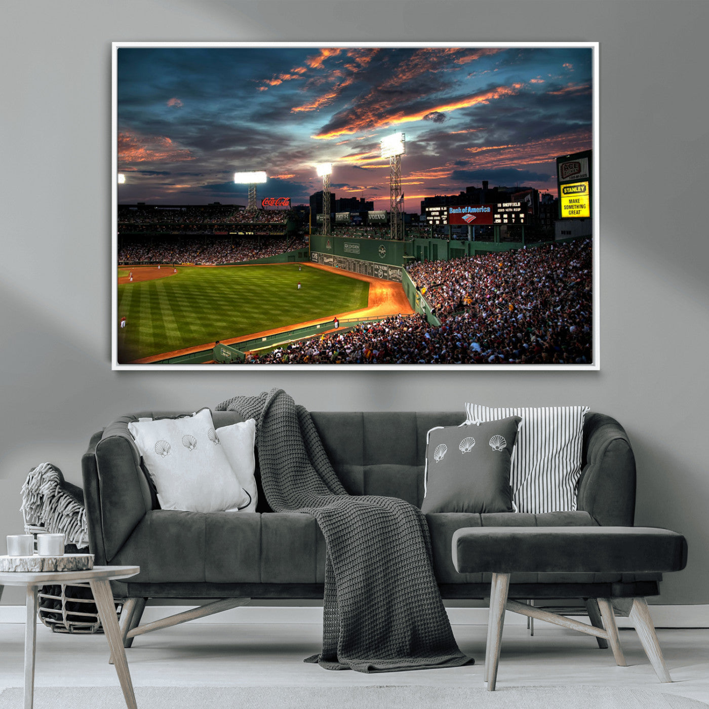 66781-MGV-CV-36X24-Baseball Stadium Wall Art – Canvas Print Evening Game Field Packed Crowd Sunset Sky Sports Photography, Dynamic Decor for Game