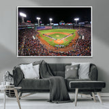 47365-MGV-CV-36X24-Fenway Park Stadium Wall Art Canvas Print, Framed Boston Baseball Stadium Art Picture Print, MLB Stadium Field Perfect Sport Room