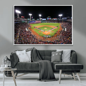 47365-MGV-CV-36X24-Fenway Park Stadium Wall Art Canvas Print, Framed Boston Baseball Stadium Art Picture Print, MLB Stadium Field Perfect Sport Room