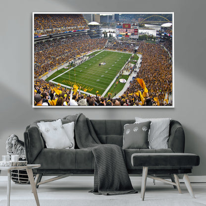 51419-MGV-CV-36X24-Heinz Field Wall Art Canvas Print, Framed Pittsburgh Stadium Field Art Picture Print, Heinz Stadium Field Perfect Sports Room