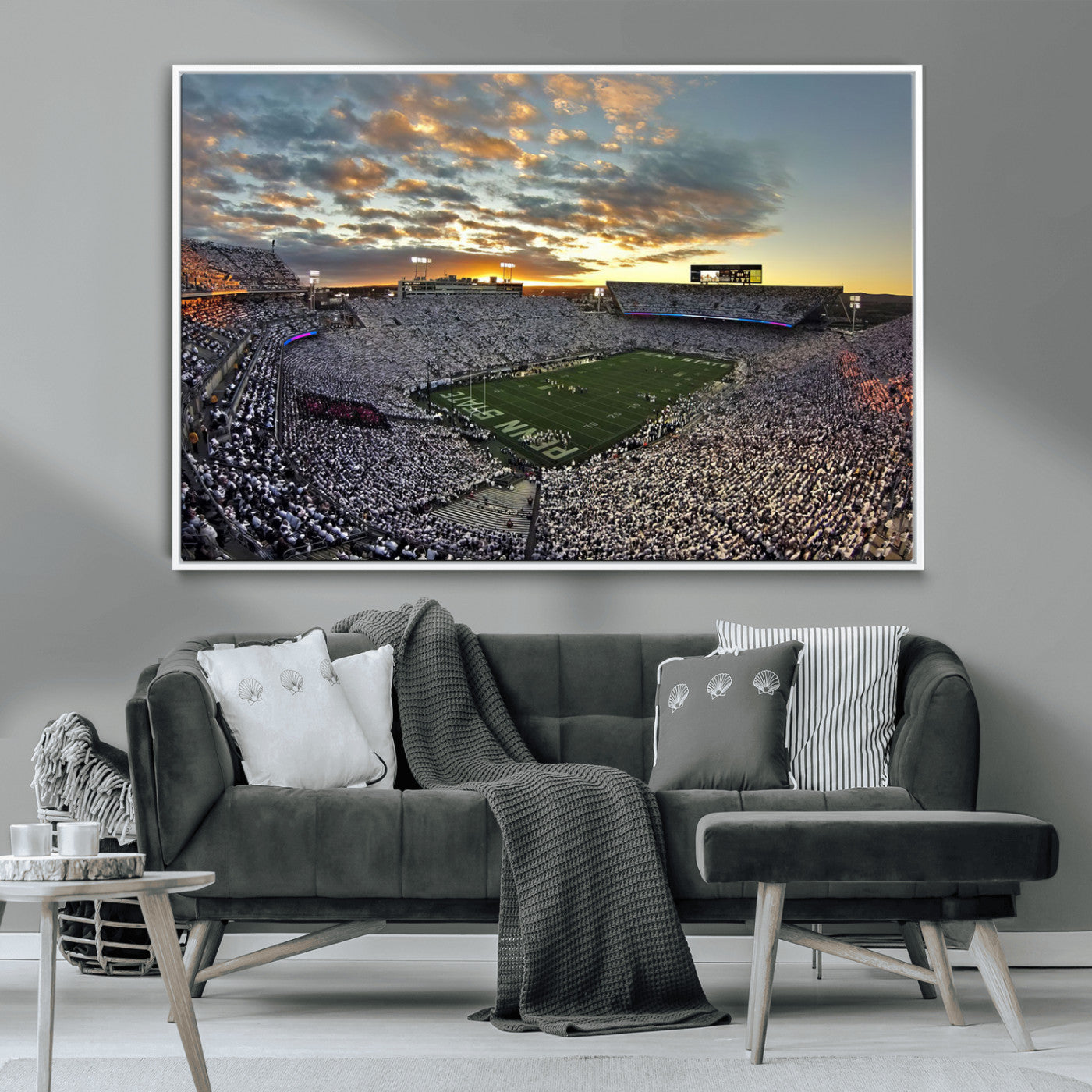 38807-MGV-CV-36X24-Beaver Stadium Wall Art Canvas Print, Framed Beaver Stadium Field Art Picture Print, Football Stadium Perfect Sport Room Decor