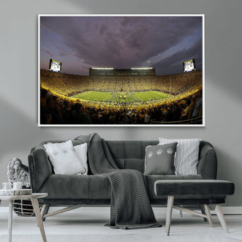 72404-MGV-CV-36X24-Michigan Wolverine Stadium Wall Art Canvas Print, Framed Michigan Stadium Art Picture Print, Football Stadium Perfect Sport Room