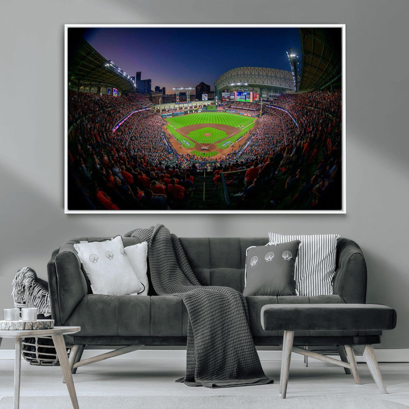 44322-MGV-CV-36X24-Minute Maid Park Wall Art Canvas Print, Framed Houston Astros Stadium Art Picture Print, Houston Astros Field Perfect Sports Room