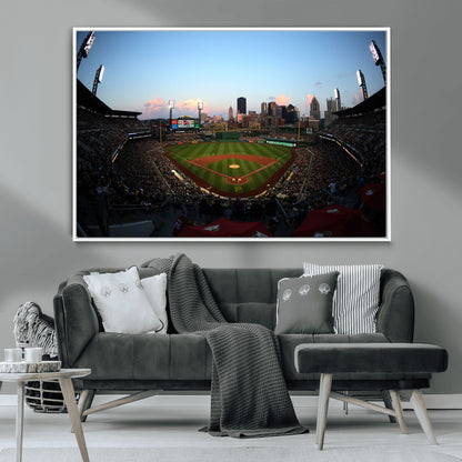 67670-MGV-FC-36X24_White-PNC Park Stadium Wall Art Canvas Print, Framed Pittsburgh Pirates Stadium Art Picture Print, PNC Park Field Perfect Sport Room