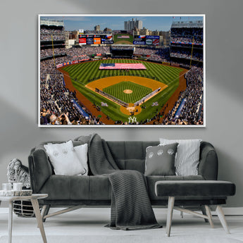 20879-MGV-CV-36X24-Yankee Stadium Wall Art Canvas Print, Framed New York Stadium Art Picture Print, Yankee Field Perfect Sport Room Decor Artwork