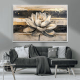 18807-MGV-CV-36X24-Lotus Flower Wall Art Canvas Print, Framed Abstract Lotus Art Picture Print, White Lotus Flower Perfect Abstract Floral Decor