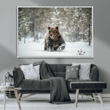 43350-MGV-CV-36X24-Wild Bear in Snow Wall Art – Majestic Wildlife Photography Print, Winter Forest Nature Decor for Cabin, Lodge, Rustic Home,