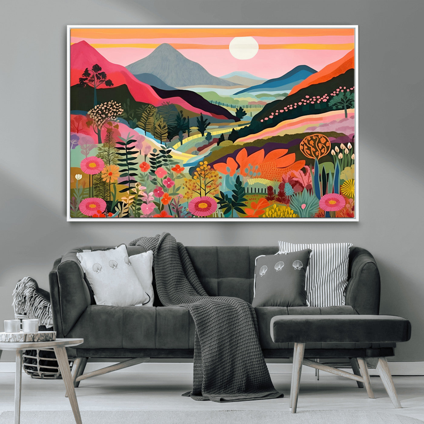 61376-MGV-CV-36X24-Floral Valley Wall Art – Panoramic Mountain Landscape Canvas Print, Vibrant Nature Decor for Living Room, Office, or Bedroom