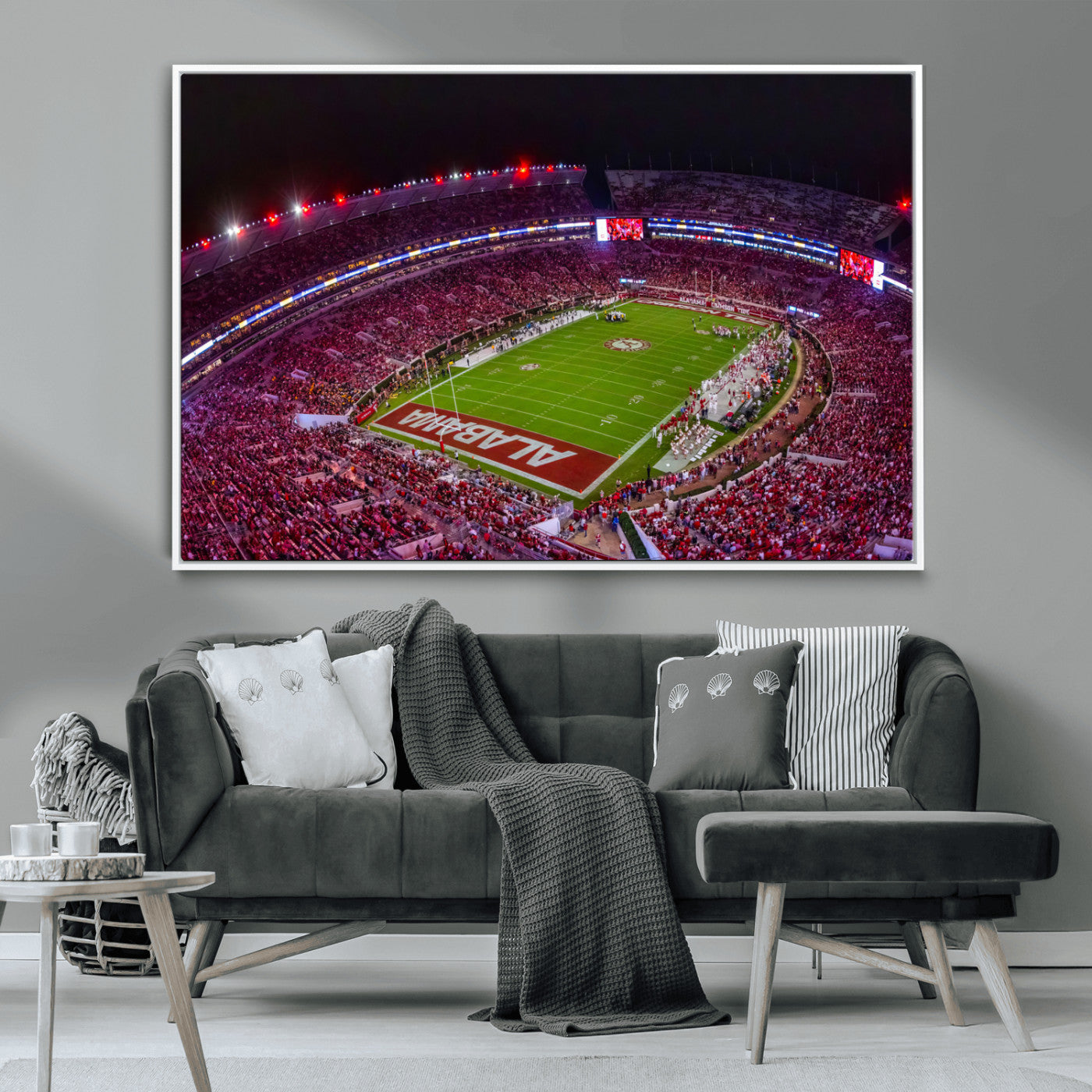 11343-MGV-CV-36X24-Bryant-Denny Stadium Wall Art – Panoramic Alabama Crimson Tide Football Field Canvas Print, Game Day Decor for Office, Man Cave or