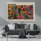 40791-MGV-CV-36X24-Kusama Inspired Wall Art – Vibrant Abstract Floral Jungle Canvas Print, Bold Pop Art Botanical Decor for Living Room, Bedroom, or