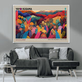 70959-MGV-FC-36X24_White-Yayoi Kusama Inspired Wall Art – Bold Floral Landscape Canvas Print, Vibrant Modern Abstract Poster for Living Room, Bedroom, or