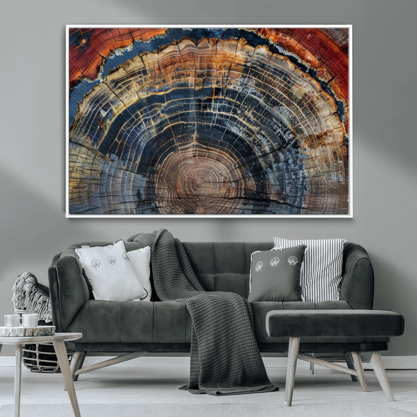 63519-MGV-CV-36X24-Tree Ring Wall Art – Rustic Nature Wood Grain Canvas Print, Abstract Natural Texture Artwork Poster for Living Room, Bedroom,