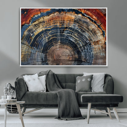 63519-MGV-CV-36X24-Tree Ring Wall Art – Rustic Nature Wood Grain Canvas Print, Abstract Natural Texture Artwork Poster for Living Room, Bedroom,