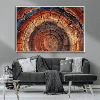 28555-MGV-CV-36X24-Tree Ring Wall Art – Rustic Wood Grain Canvas Print, Natural Texture Abstract Artwork Poster for Living Room, Bedroom, Office,