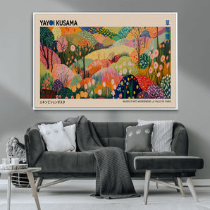47970-MGV-CV-36X24-Yayoi Kusama Exhibition Wall Art – Vibrant Abstract Landscape Canvas Print, Colorful Nature Poster for Living Room, Bedroom or