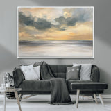 45544-MGV-CV-36X24-Ocean Sunset Wall Art – Serene Seascape Canvas Print with Golden Sky and Calm Water, Coastal Beach Artwork for Living Room,