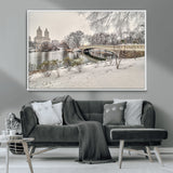 60292-MGV-CV-36X24-Central Park Winter Wall Art – Snowy Bow Bridge Canvas Print, Scenic New York City Landscape Photography for Living Room, Bedroom