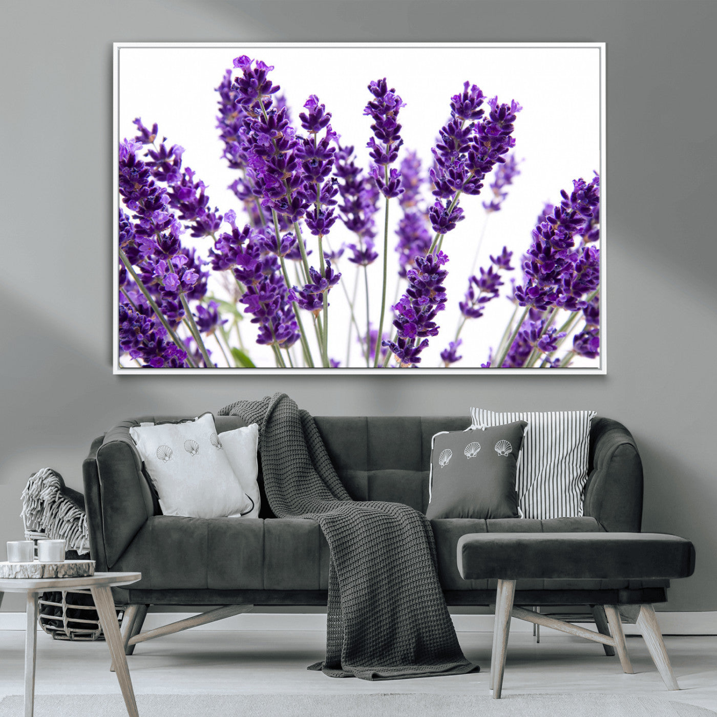 84456-MGV-CV-36X24-Lavender Wall Art – Botanical Canvas Print Featuring Purple Floral Stems, Fresh Nature Inspired Artwork for Living Room, Bedroom,