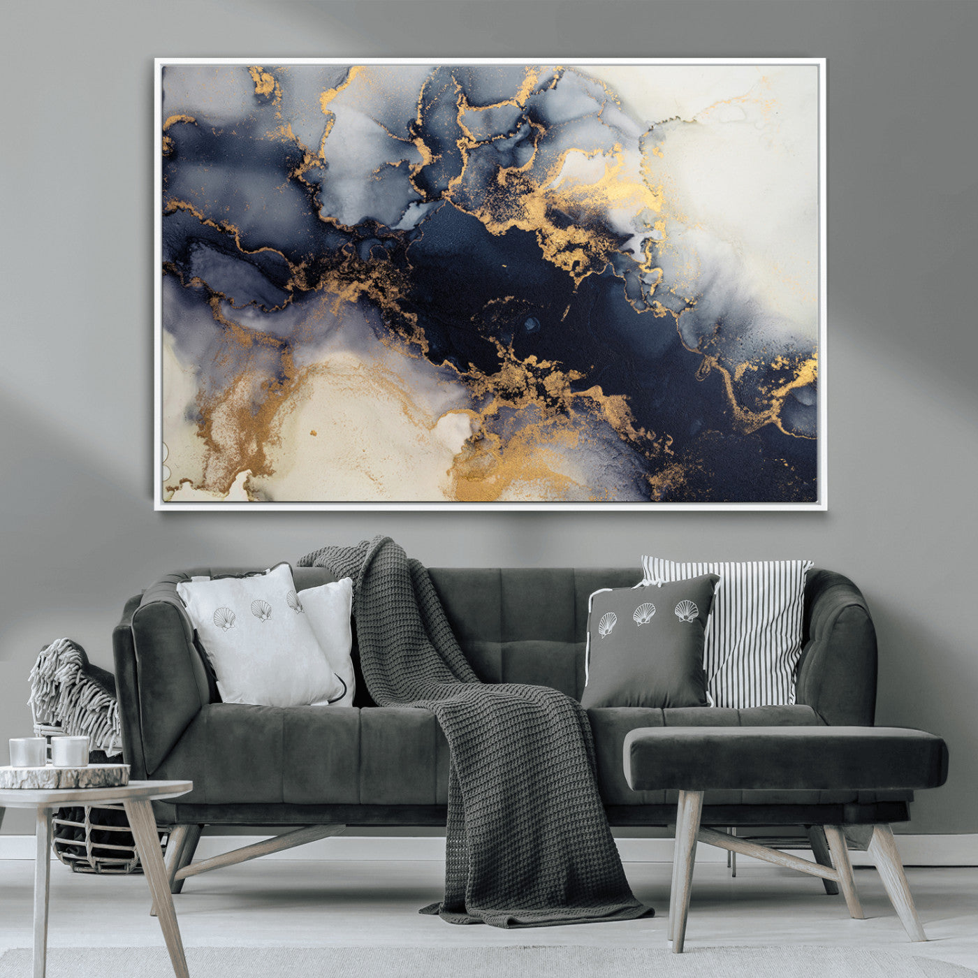 41136487-MGV-CV-36X24-Black Marble Wall Art Canvas Print, Framed Gold Veins Art Picture Print, Abstract Texture Perfect Moody Luxe Decor Artwork