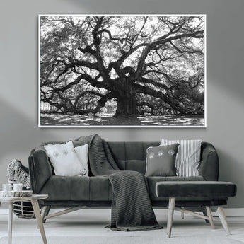81655611-MGV-CV-36X24-Ancient Oak Wall Art Canvas Print, Framed Twisted Branches Art Picture Print, Gnarled Tree Perfect Moody Nature Decor Artwork