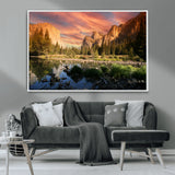 31199457-MGV-CV-36X24-Yosemite Valley Wall Art Canvas Print, Framed El Capitan Art Picture Print, Sunset Sky Perfect Vibrant Western Decor Artwork