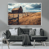 69356982-MGV-CV-36X24-Old Barn Wall Art Canvas Print, Framed Rustic Fence Art Picture Print, Wooden Farmhouse Perfect Rustic Farmhouse Decor Artwork