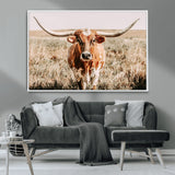 54986862-MGV-CV-36X24-Majestic Longhorn Wall Art – Canvas Print of Graceful Strength & Bold Spirit, Wild Plains Beauty Nature Inspired Rustic Decor for