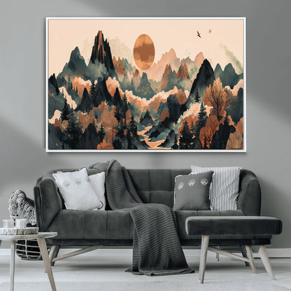 46509506-MGV-CV-36X24-Mountain Wall Art – Sunset Canvas Print, Nature Inspired Artwork, Scenic Wall Decor for Living Room, Bedroom, Office