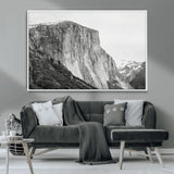 39393420-MGV-CV-36X24-El Capitan Wall Art Canvas Print, Framed Yosemite Cliff Art Picture Print, Monochrome Mountain Perfect Monochrome Sierra Decor