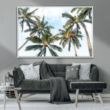 87247012-MGV-CV-36X24-Skyward Palm Trees Wall Art Canvas Print, Framed Tropical Sky Art Picture Print, Coconut Palm Perfect Tropical Skyview Decor
