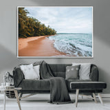 88125882-MGV-CV-36X24-Tropical Shoreline Wall Art Canvas Print, Framed Palm Trees Art Picture Print, Tropical Ocean Perfect Tropical Coastal Decor
