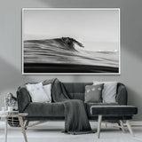 24029476-MGV-CV-36X24-Black Wave Wall Art Canvas Print, Framed Abstract Surf Art Picture Print, Minimalist Ocean Perfect Minimalist Coastal Decor