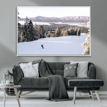 79857868-MGV-FC-36X24_White-Snowy Mountain Wall Art Canvas Print, Framed Ski Slope Art Picture Print, Winter Forest Perfect Modern Rustic Decor Artwork