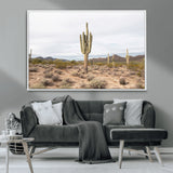 96147924-MGV-CV-36X24-Saguaro Cactus Wall Art Canvas Print, Framed Desert Cactus Art Picture Print, Earthy Desert Perfect Southwestern Boho Decor