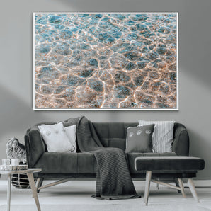 26580287-MGV-CV-36X24-Clear Water Wall Art Canvas Print, Framed Sunlit Ripples Art Picture Print, Ocean Texture Perfect Modern Coastal Decor Artwork