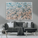 26580287-MGV-CV-36X24-Clear Water Wall Art Canvas Print, Framed Sunlit Ripples Art Picture Print, Ocean Texture Perfect Modern Coastal Decor Artwork