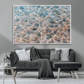 26580287-MGV-CV-36X24-Clear Water Wall Art Canvas Print, Framed Sunlit Ripples Art Picture Print, Ocean Texture Perfect Modern Coastal Decor Artwork