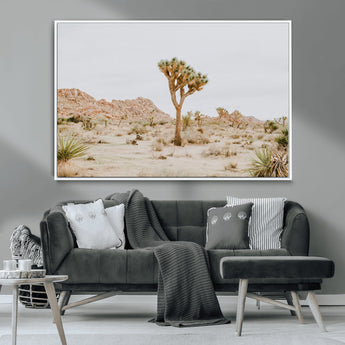 67109959-MGV-CV-36X24-Joshua Tree Wall Art Canvas Print, Framed Neutral Desert Art Picture Print, Earthy Landscape Perfect Neutral Boho Decor Artwork
