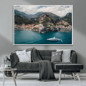 20321590-MGV-CV-36X24-Amalfi Coast Wall Art Canvas Print, Framed Italy Travel Art Picture Print, Mediterranean Landscape Perfect Mediterranean Coastal