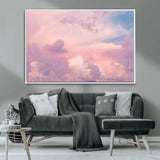 22874890-MGV-CV-36X24-Pastel Sky Wall Art Canvas Print, Framed Dreamy Cloudscape Art Picture Print, Sunset Glow Perfect Minimalist Serenity Decor