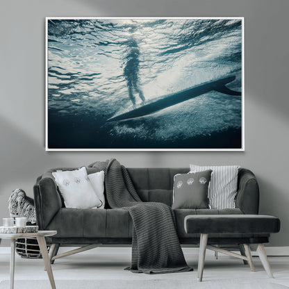71192524-MGV-CV-36X24-Submerged Surf Wall Art Canvas Print, Framed Underwater Perspective Art Picture Print, Ocean Surf Perfect Coastal Adventure Decor